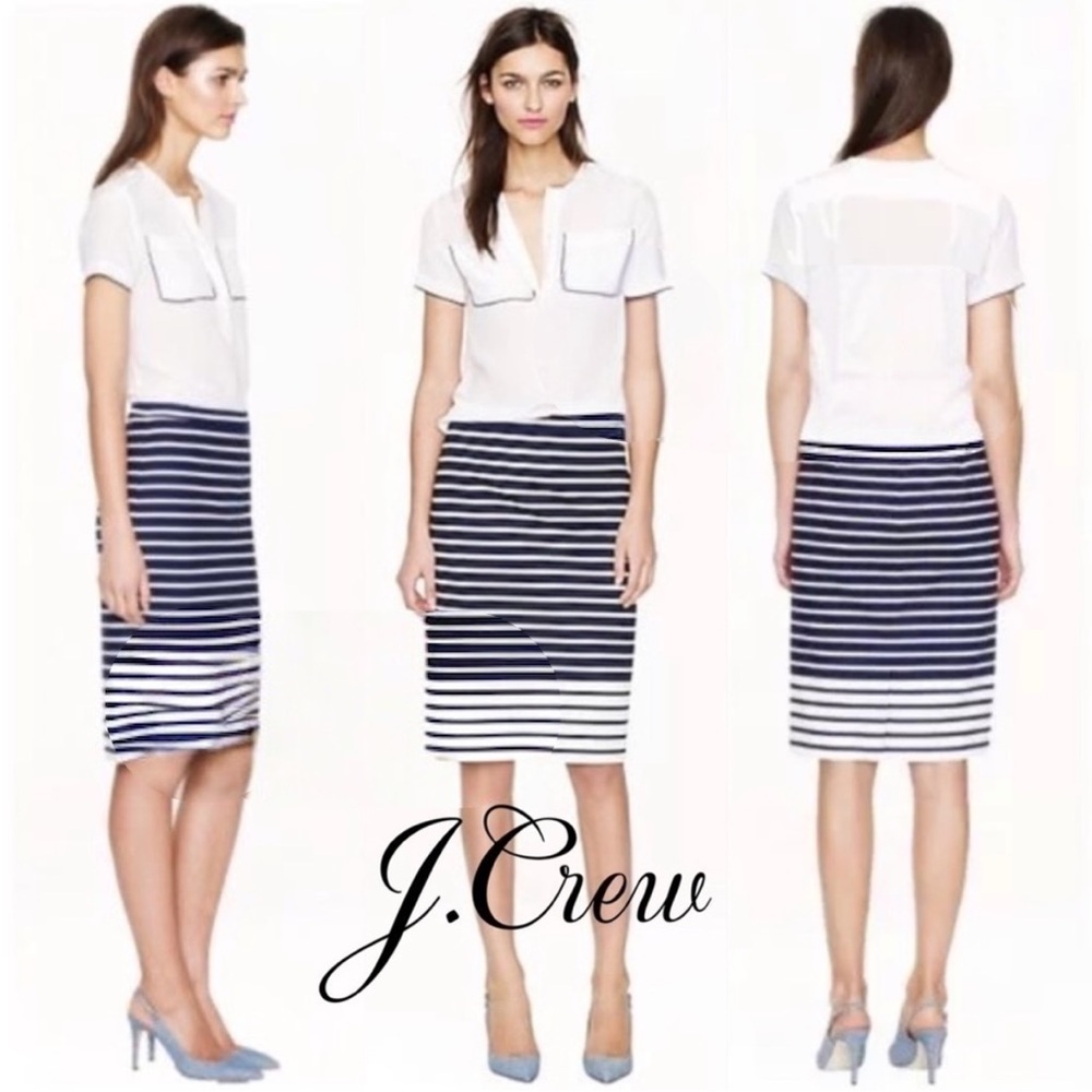 J. Crew No. 2 Pencil Skirt in Color-block Stripe